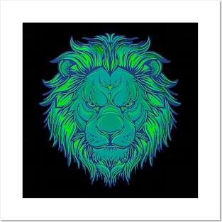 Lime green lion Posters and Art